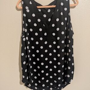 Torrid Black and White Polka Dot V-Neck Blouse